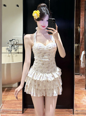 小胸聚拢遮肉显瘦连体泳衣女