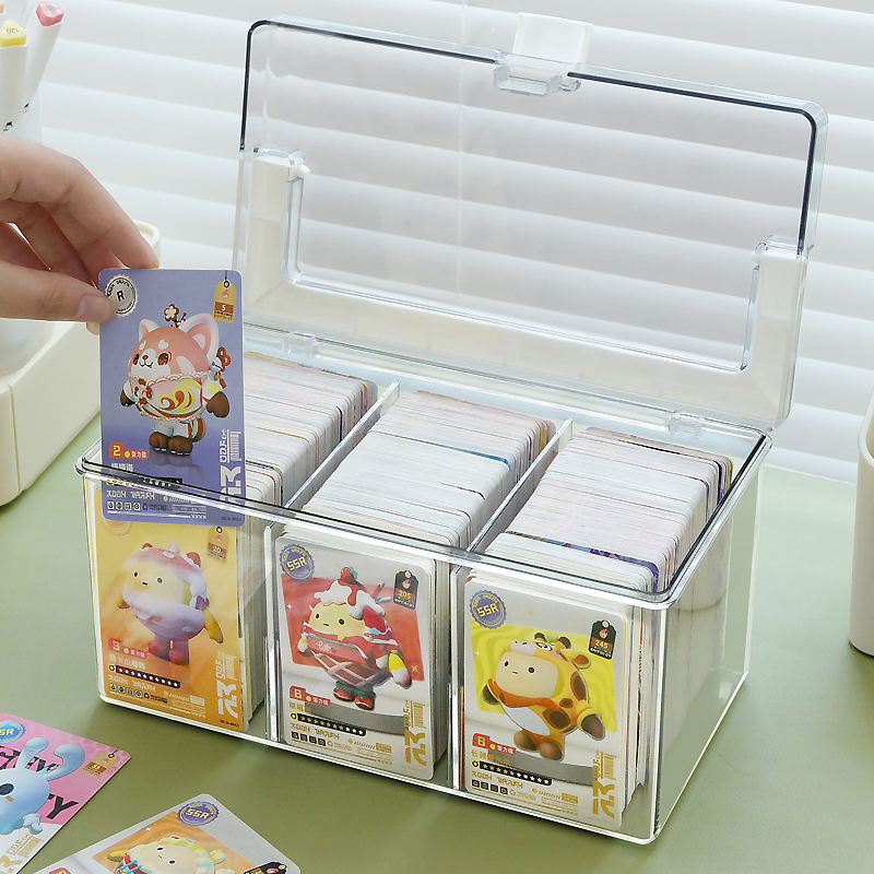 适用于小马宝莉卡片收纳盒透明防尘儿童小卡游戏王奥特曼卡片盒