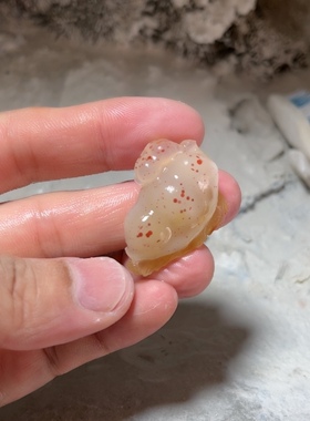 来料加工阿拉善糖心玛瑙草莓点朱砂红吊坠