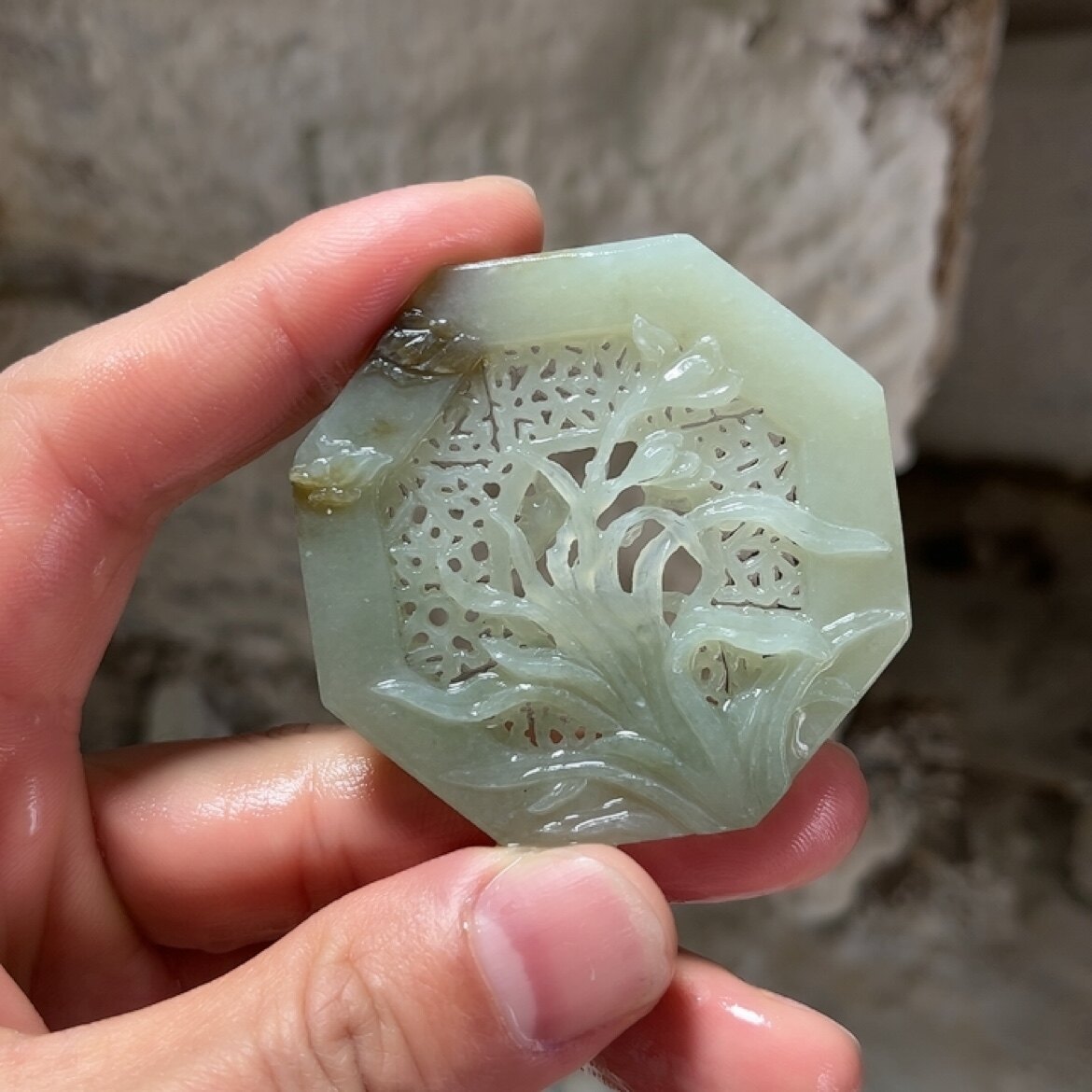 来料加工定制和田玉籽料梅兰竹菊套装之君子兰八角镂空花片