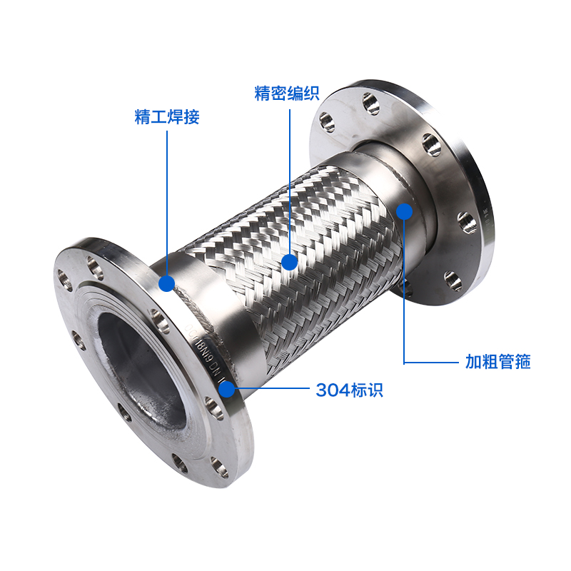 304不锈钢法兰式波纹管 钢丝编织金属软管高温高压蒸汽泵用软连结