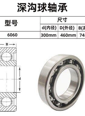 电机轴承 深沟球轴承6060-2RZ ZZ 2RS N M P5 尺寸:300*460*74mm