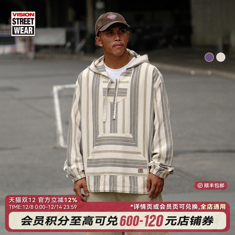 VISION官方 墨西哥嬉皮士连帽罩衫南美巴哈毛衫街头连帽卫衣男女