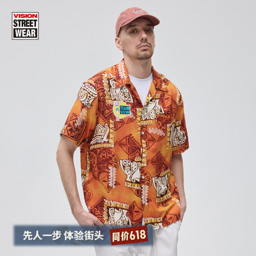 VISION官方 80's VISIONTEAM历史复刻Aloha美式复古短袖衬衫男女