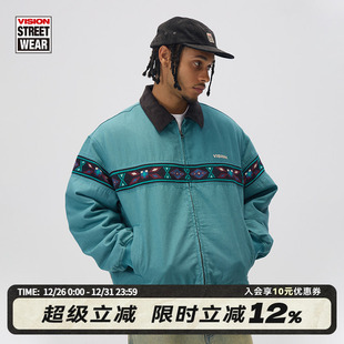 夹克夹棉外套男女秋新款 VISION官方 磨毛立领工装 复古短款 美式