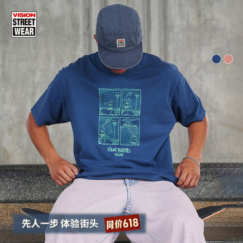 VISION官方 历史复刻图案NEWBLOOD重磅宽松圆领短袖T恤男女同款