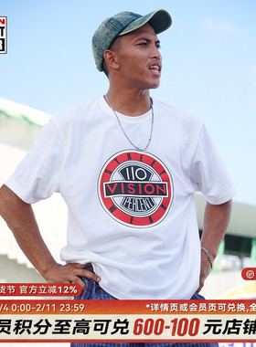 VISION官方 历史复刻系列美式街头宽松圆领短袖T恤2色男女