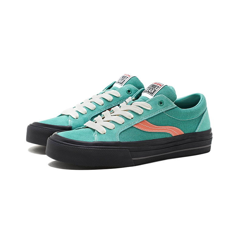 VISION X ODD ASTLEY PRO湖水绿撞橘低帮翻毛皮帆布鞋滑板鞋男女