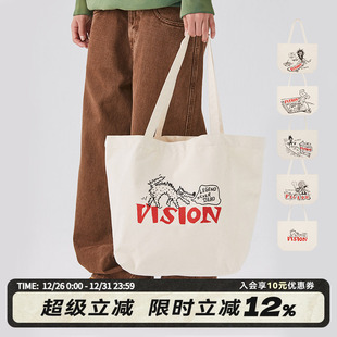 VISION官方 PSYCHOFAMILY胶囊系列重磅帆布斜挎托特包多图