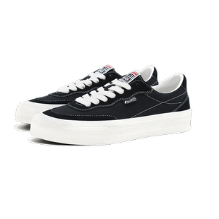 VISION官方  FLAT TOP经典黑低帮翻毛皮帆布鞋街头运动滑板鞋男女