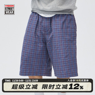 2色 街头oldschool定织格纹宽松过膝梭织运动短裤 VISION官方 美式