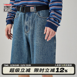 滑板牛仔短裤 复古水洗做旧宽松重磅休闲裤 街头经典 VISION官方
