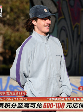 VISION官方 美式复古针织运动立领开襟卫衣撞色外套男女秋新款2色