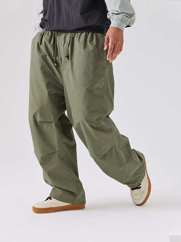 VISION 공식 아메리칸 스트리트 클래식 낙하산 바지 스포츠 캐주얼 와이드 레그 팬츠 남성과 여성 2 색 24 가을 신작