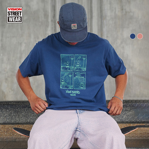 VISION官方 历史复刻图案NEWBLOOD重磅宽松圆领短袖T恤男女同款