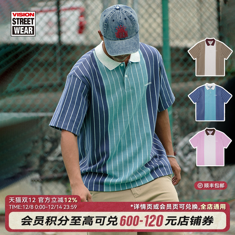 VISION提花条纹POLO衫