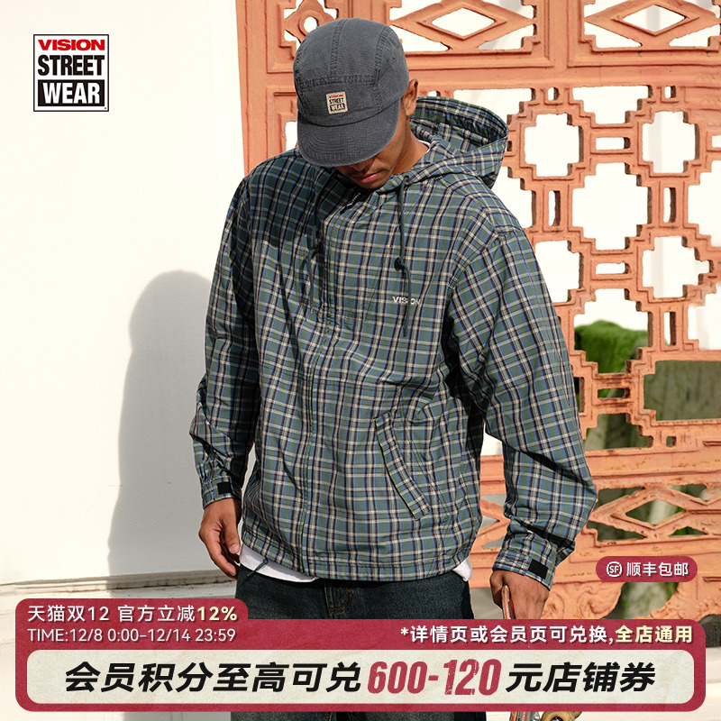 VISION官方 美式复古街头潮流户外连帽开衫夹克运动外套男女新款
