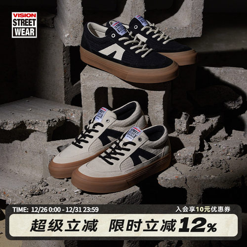 VISION官方 STICK KNIT复古编织经典低帮反毛皮板鞋运动滑板鞋