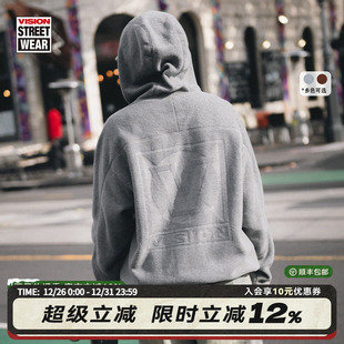 2色 街头宽松拉链摇粒绒连帽立领外套男女秋新款 VISION官方 美式