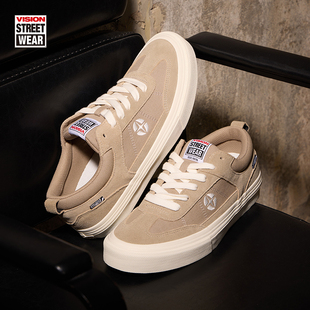VISION官方 CHOPPER摩卡棕复古T字头反毛皮男女帆布鞋美式滑板鞋