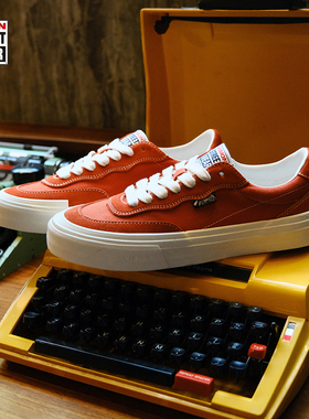 VISION官方  FLAT TOP西柚色低帮翻毛皮帆布鞋男女街头运动滑板鞋