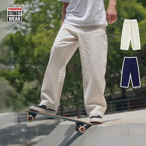 VISION官方 美式复古宽松直筒工装裤运动休闲长裤2色男女秋新款