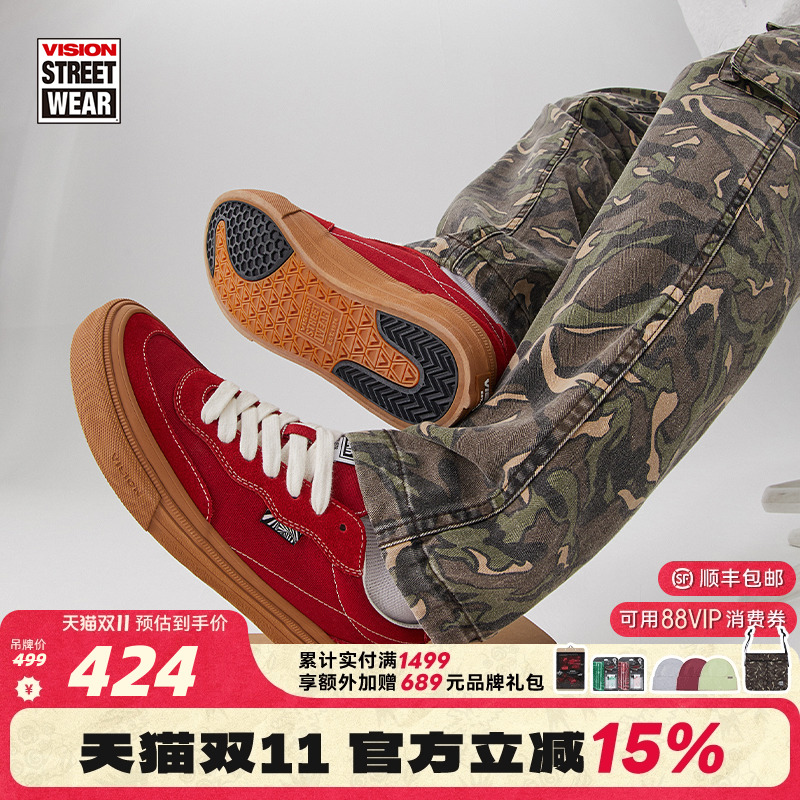 VISION官方  FLAT TOP低帮经典翻毛皮帆布鞋男女街头潮流滑板鞋