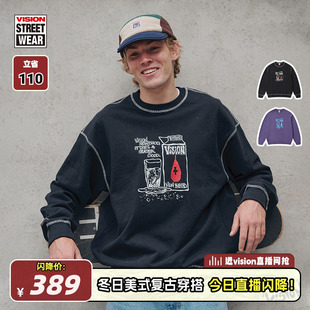 VISION官方 BLOOD宽松圆领套头卫衣2色男女秋新 历史复刻图案NEW