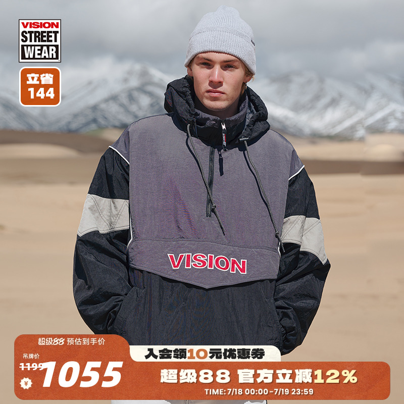 VISION官方  美式复古OVERSIVE连帽套头棉服防风外套男女