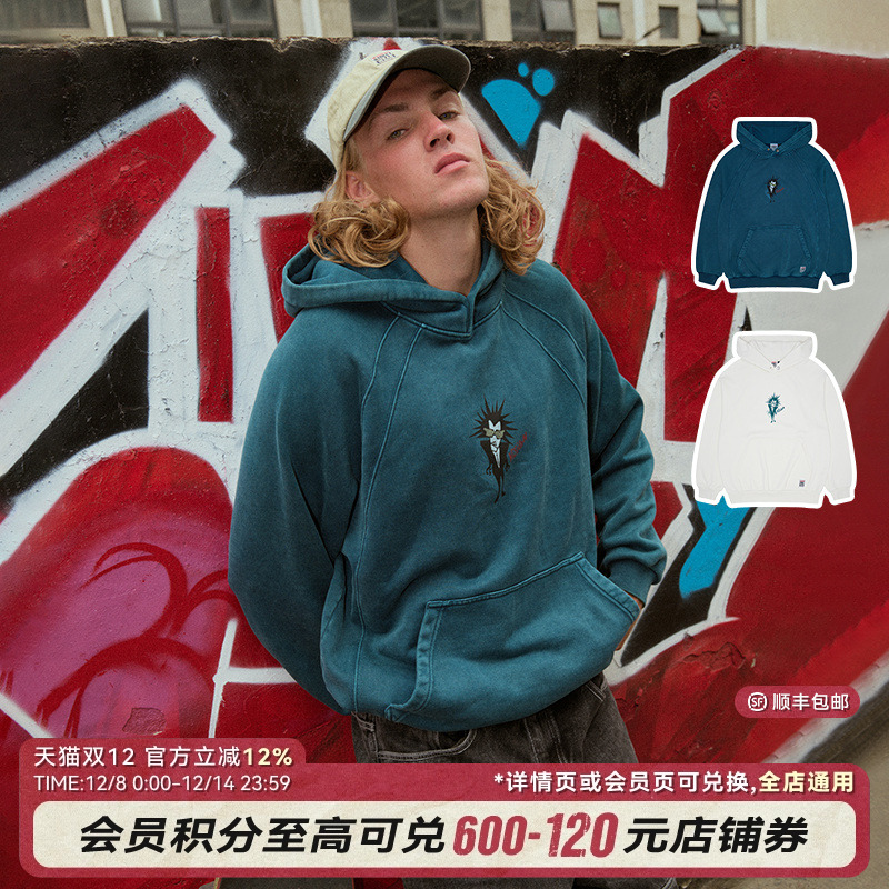 VISION做旧连帽卫衣