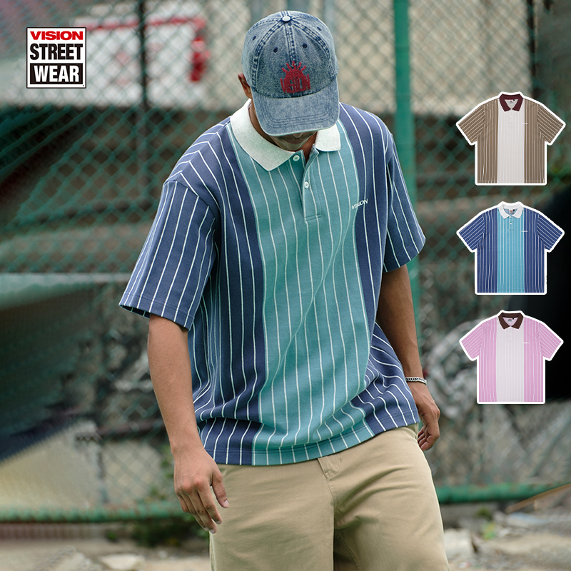 VISION提花条纹POLO衫