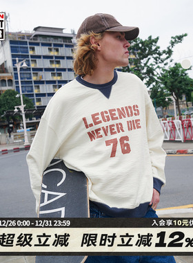 VISION官方 Legends Never Die美式复古宽松圆领卫衣男女25春4色