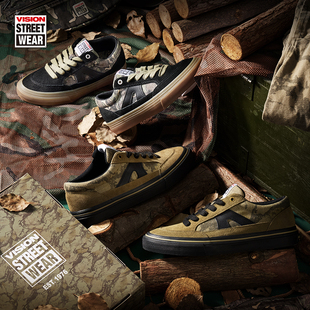 VISION官方 STICK丛林系列美式复古低帮反毛皮板鞋运动滑板鞋