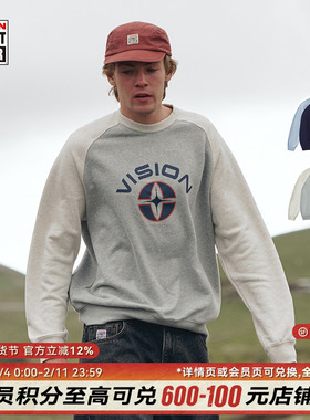 VISION官方  历史复刻图案宽松圆领插肩袖套头卫衣2色可选男女