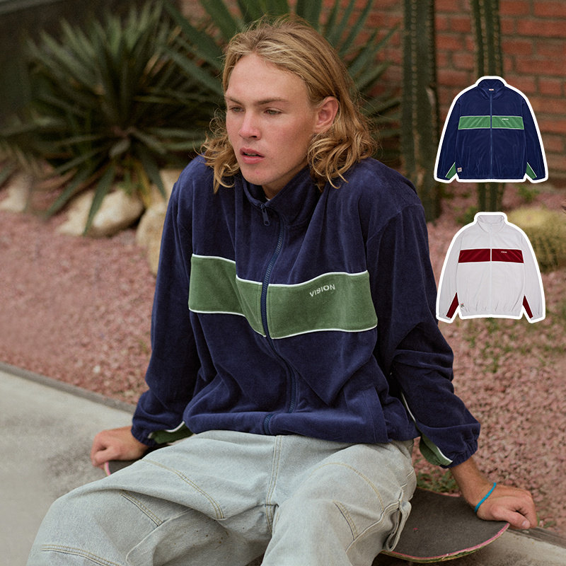 VISION官方  美式复古撞色拼接天鹅绒刺绣夹克外套男女秋季,运动服/休闲服装,运动茄克/外套,淘宝优惠券,粉丝福利购,淘宝优惠卷