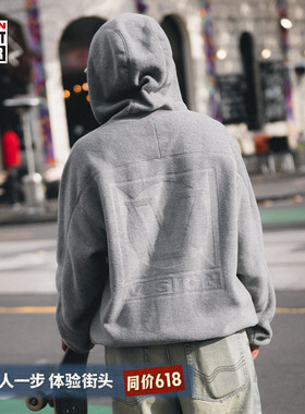 VISION官方 美式街头宽松拉链摇粒绒连帽立领外套男女秋新款2色