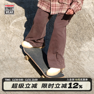2色男女秋新款 VISION官方 运动休闲长裤 复古宽松直筒针织裤 美式