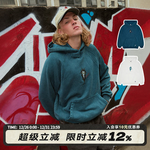 做旧复刻图案重磅宽松连帽套头卫衣男女新款 VISION官方 美式