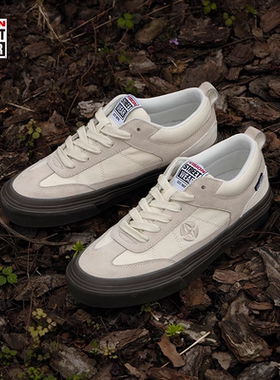 VISION官方 CHOPPER象牙白复古T字头反毛皮男女帆布鞋美式滑板鞋