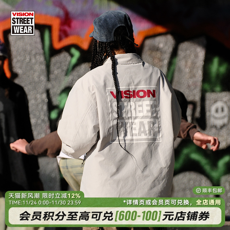VISION官方  美式复古经典BOGO印花宽松教练夹克外套男女秋新款
