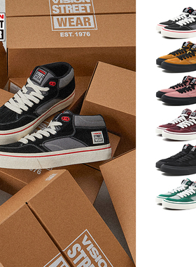 VISION官方  CONCAVE多色经典街头中帮复古翻毛皮滑板鞋男女