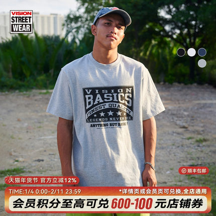 VISION官方  历史复刻图案VISION BASICS宽松短袖T恤街头男女多色