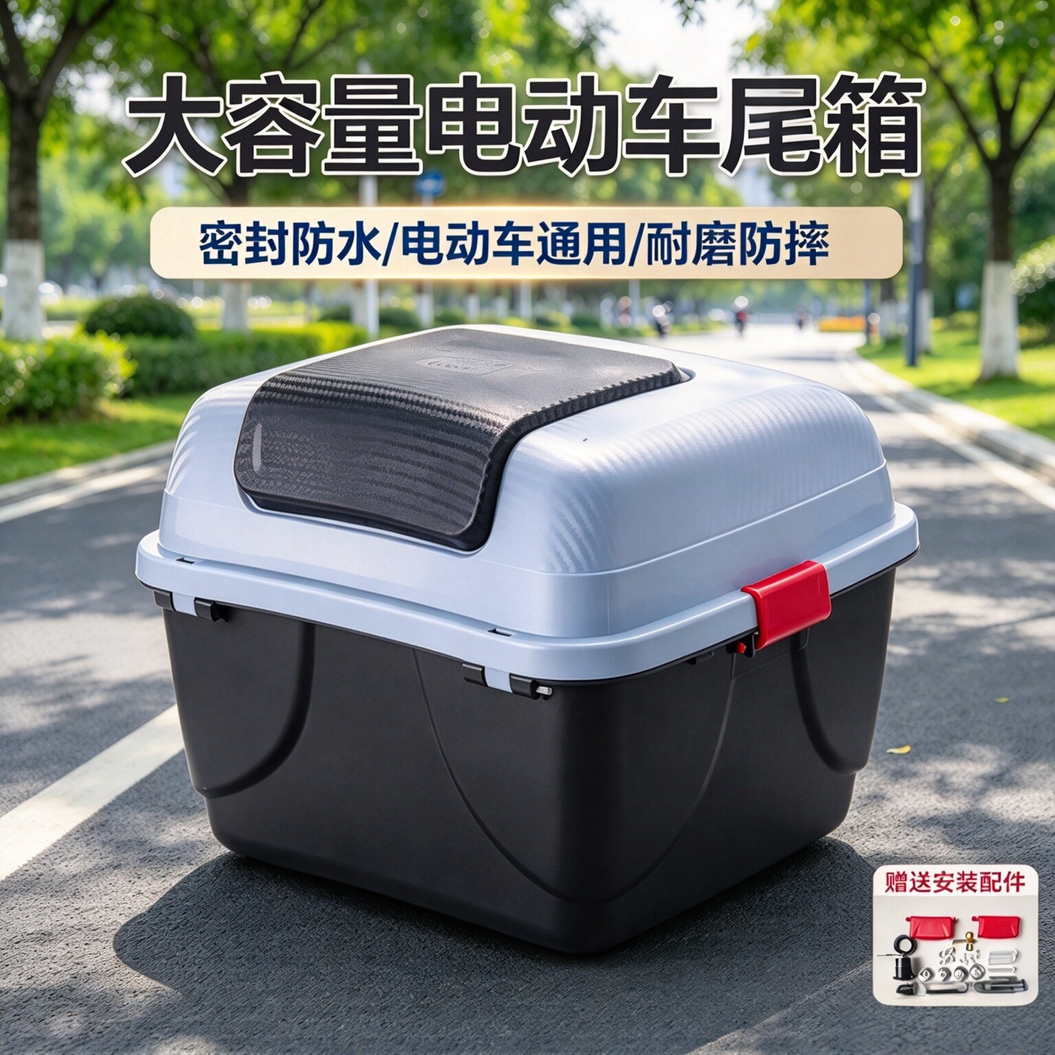 电动车摩托车通用加厚带锁后尾箱
