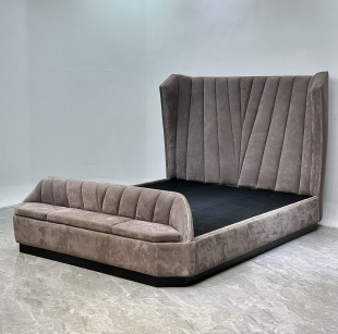 布艺床意式 高背定制 轻奢磨砂钻石床美式