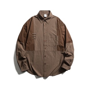 2026春季 衬衫 拼接长袖 情侣日系长袖 日系港风男衬衫 SELLMOON