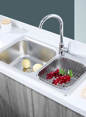 中宇304不锈钢双槽厨房盆水槽洗碗盆洗碗池洗菜盆水池水盆JY67075