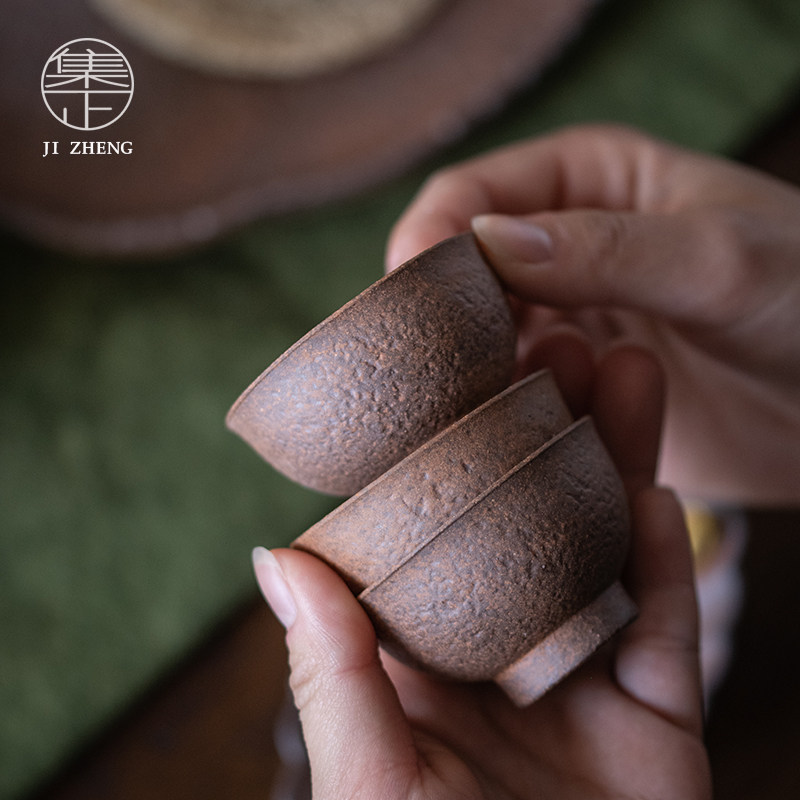 集正 粗陶无釉小茶杯 家用复古功夫茶具茶杯品茗杯陶瓷禅意单杯,餐饮具,茶杯,淘宝优惠券,粉丝福利购,淘宝优惠卷