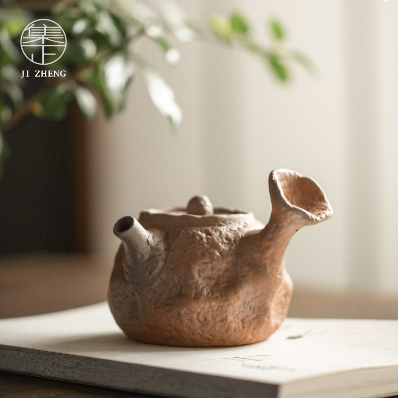 集正 原矿粗陶侧把壶 茶空间功夫茶具复古禅意泡茶壶单壶日式防烫