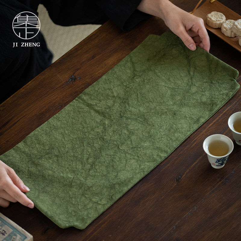 集正 扎染帆布小茶席 茶空间新中式禅意干泡席布艺桌旗茶台茶桌垫