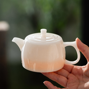 陶瓷高档家用伴手礼品 集正璞玉冰种玉瓷茶壶 小号功夫茶壶井栏壶